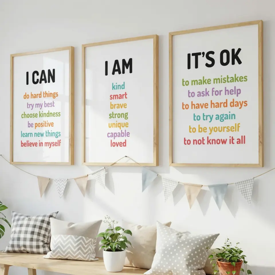 How to use a kids affirmation poster set for a calming morning ritual πΏ