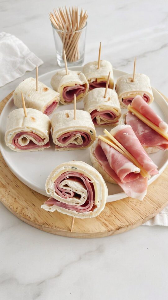 Ham and Cheese Pinwheels | Easy Party Snack Idea | Tortilla Roll-Ups Recipe