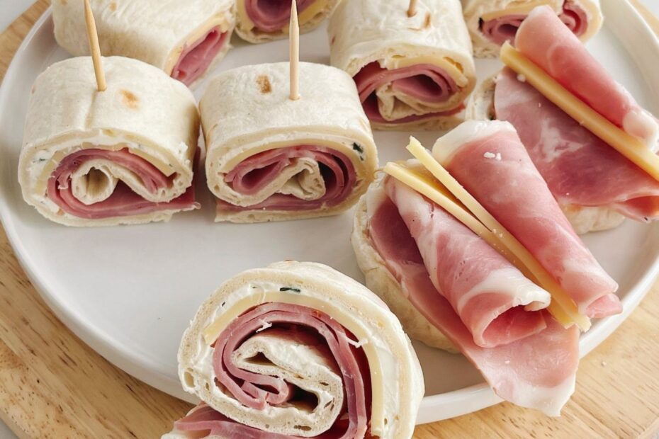 Ham and Cheese Pinwheels | Easy Party Snack Idea | Tortilla Roll-Ups Recipe