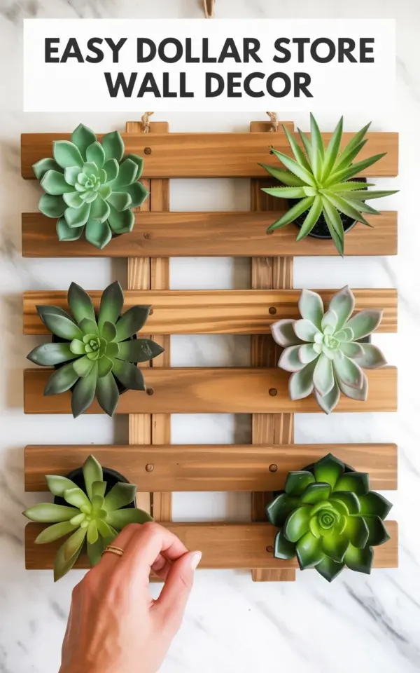 Dollar Store Wall Decor | Wooden Slat Succulent Art Under $15 | Budget Home DIY