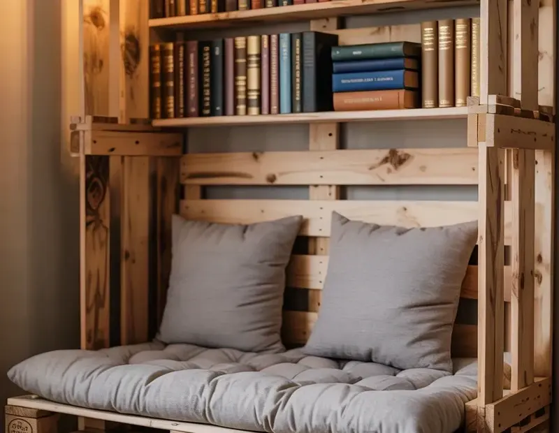 DIY Pallet Reading Nook on a Budget | Cozy Book Corner with String Lights