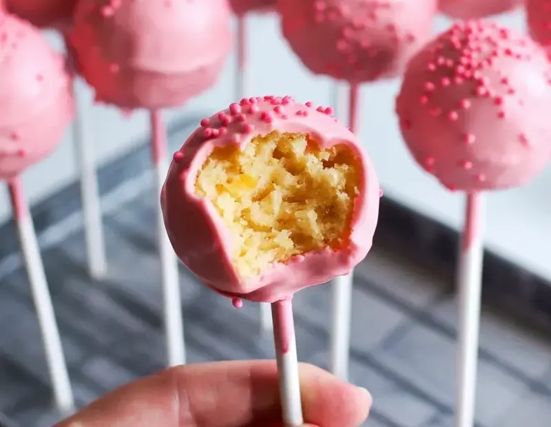 Pink Cake Pops with Pearl Sprinkles - Valentine's Day Dessert Idea