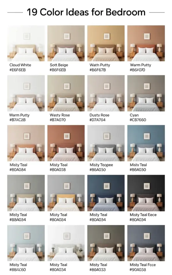 19 Color Ideas for Bedroom Walls: Full Paint Palette Guide with Cozy Neutrals and Blue-Grays